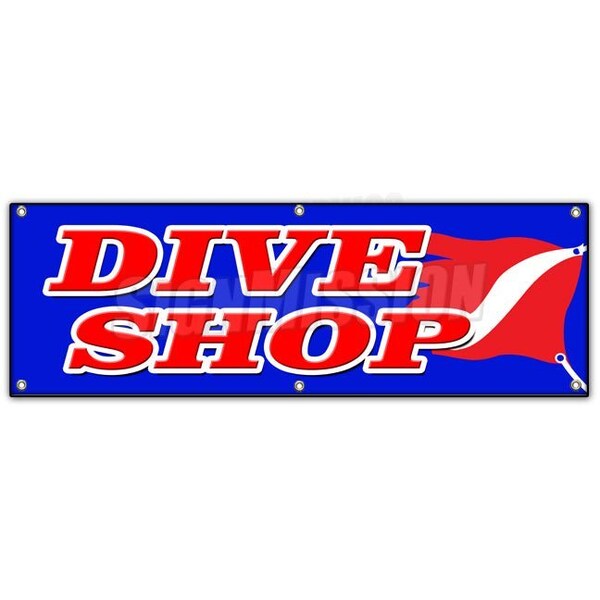 Signmission DIVE SHOP BANNER SIGN diving gear scuba rental sale deep sea lessons B-72 Dive Shop - main